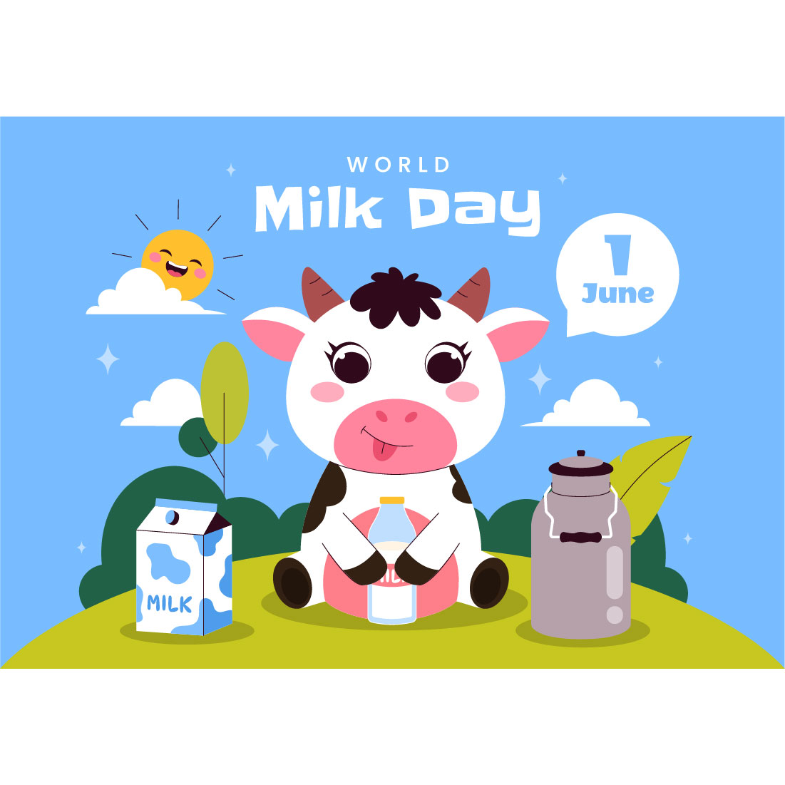 9 World Milk Day Illustration preview image.
