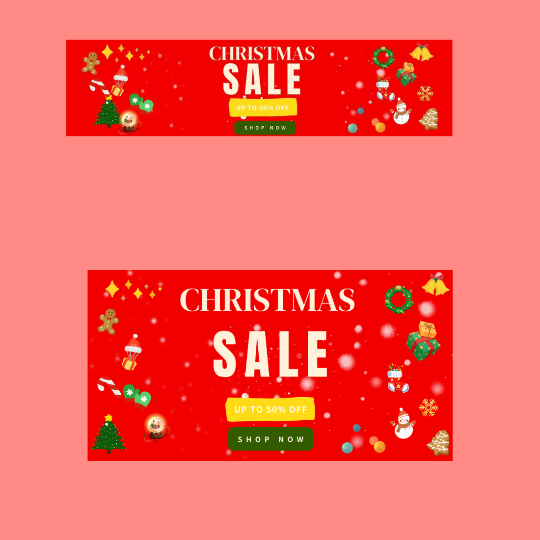 Christmas banner decoration template preview image.
