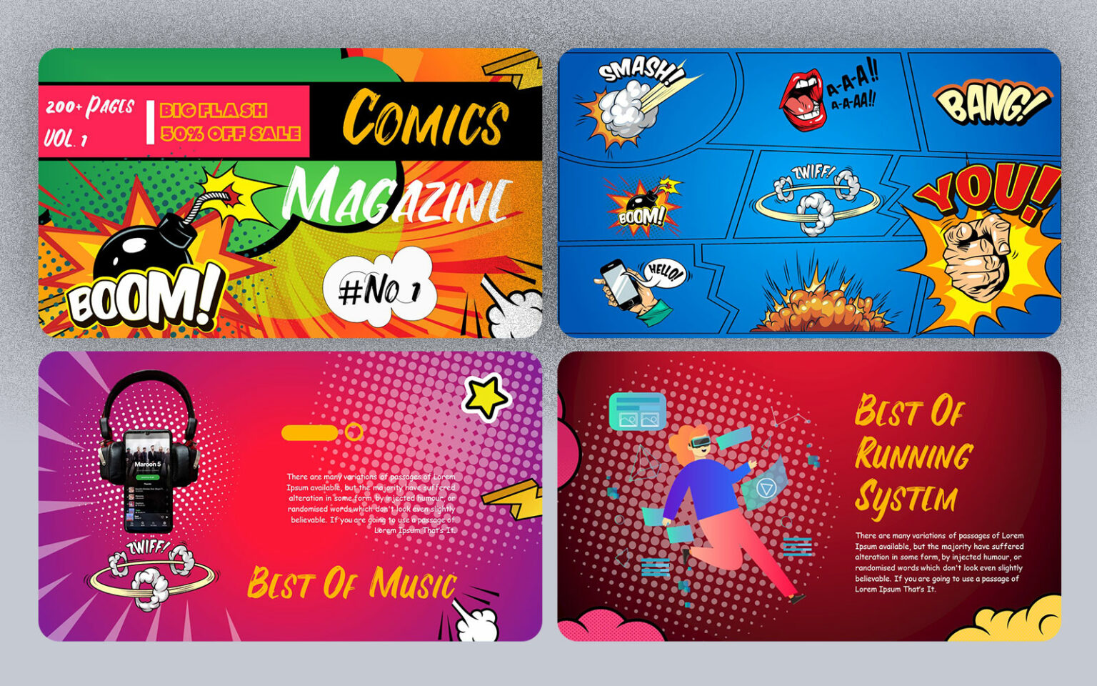 Comic Style Bundle Presentation Template - MasterBundles