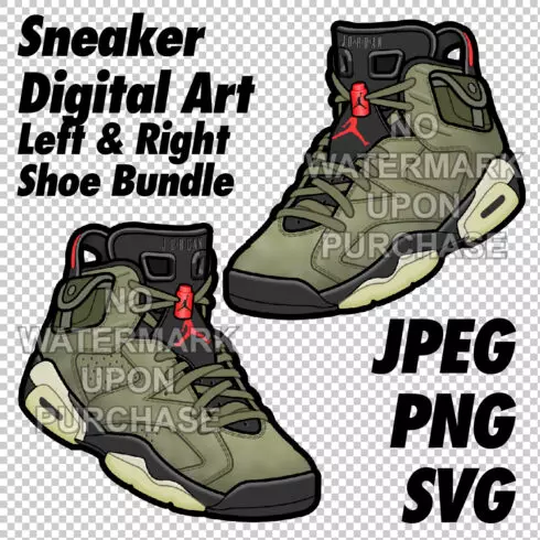 Air Jordan 6 Travis Scott JPEG PNG SVG Digital Sneaker art cover image.