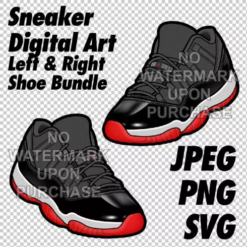 Air Jordan 11 Low Bred 2025 JPEG PNG SVG digital sneaker art cover image.