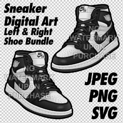 Air Jordan 1 OG 85 Black White Panda JPEG PNG SVG digital sneaker art cover image.