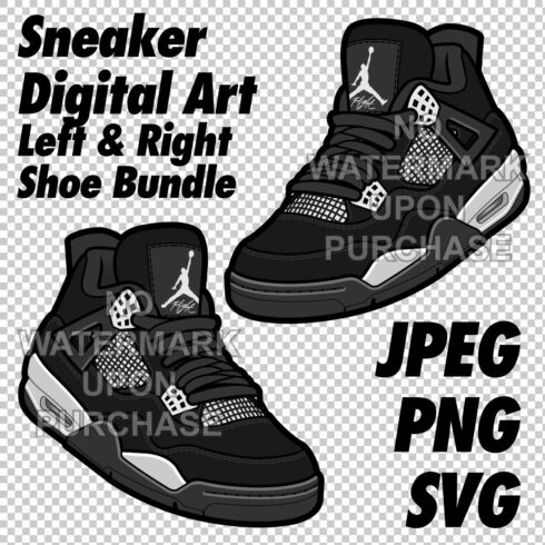 Air Jordan 4 White Thunder JPEG PNG SVG digital sneaker art cover image.
