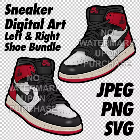 Air Jordan 1 Black Toe Reimagined JPEG PNG SVG digital sneaker art cover image.