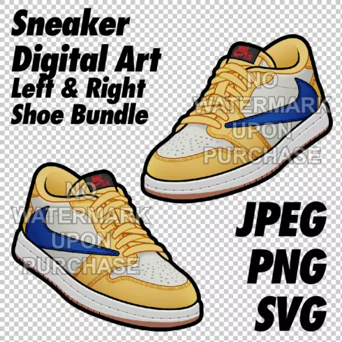 Air Jordan 1 Low Travis Scott Canary JPEG PNG SVG digital sneaker art cover image.
