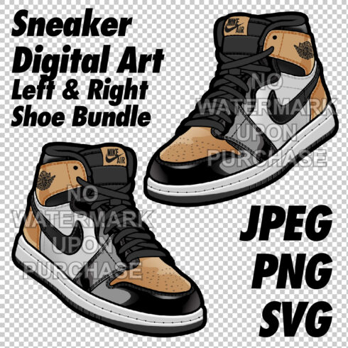 Air Jordan 1 Gold Toe JPEG PNG SVG digital sneaker art cover image.
