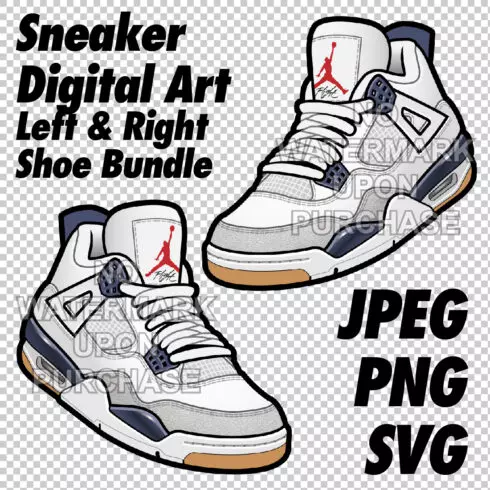 Air Jordan 4 x Nike SB White Navy JPEG PNG SVG digital sneaker art cover image.