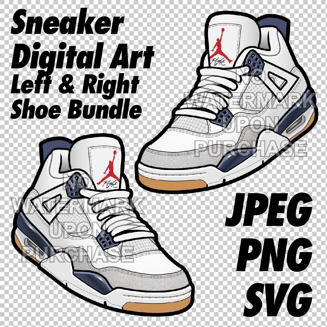 Air Jordan 4 x Nike SB White Navy JPEG PNG SVG digital sneaker art cover image.