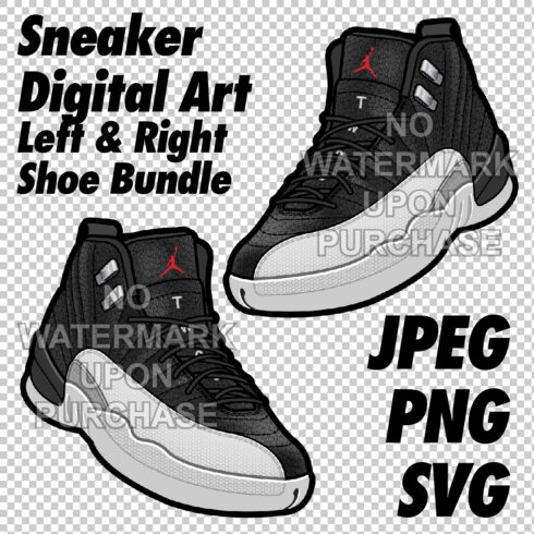 Air Jordan 12 Playoffs JPEG PNG SVG digital sneaker art cover image.