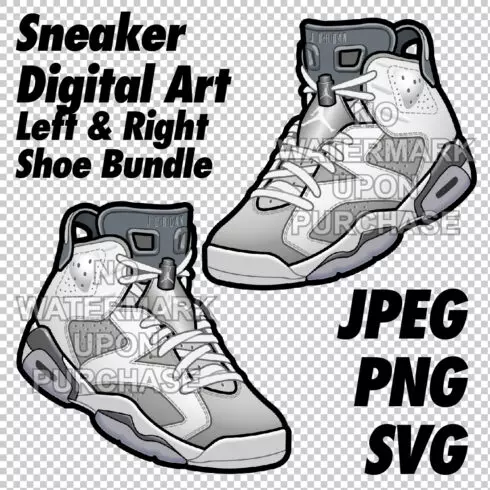 Air Jordan 6 Cool Grey JPEG PNG SVG Digital sneaker art cover image.