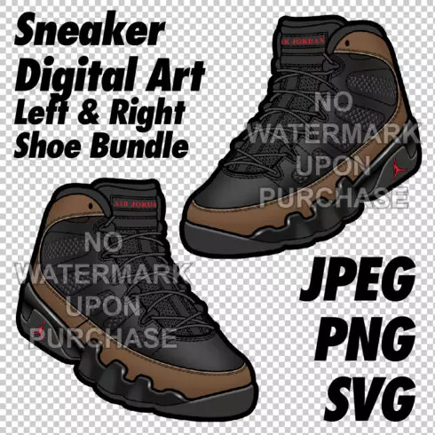 Air Jordan 9 Olive JPEG PNG SVG Digital Sneaker Art cover image.