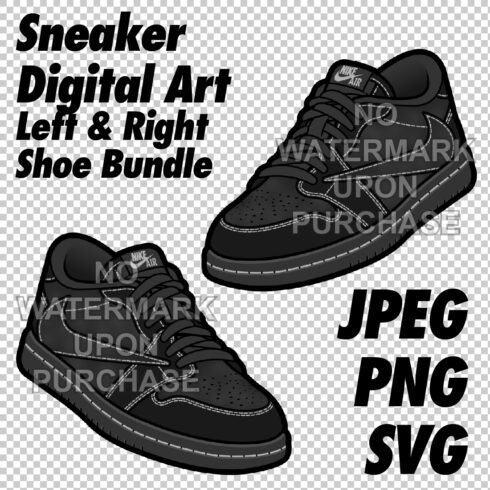 Air Jordan 1 Low Travis Scott Black Phantom with lace swap JPEG PNG SVG digital sneaker art cover image.