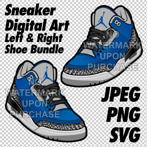 Air Jordan 3 Varsity Royal JPEG PNG SVG digital sneaker art cover image.