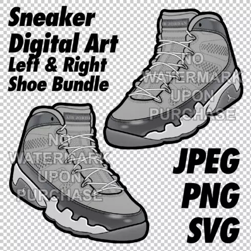 Air Jordan 9 Cool Grey JPEG PNG SVG digital sneaker art cover image.