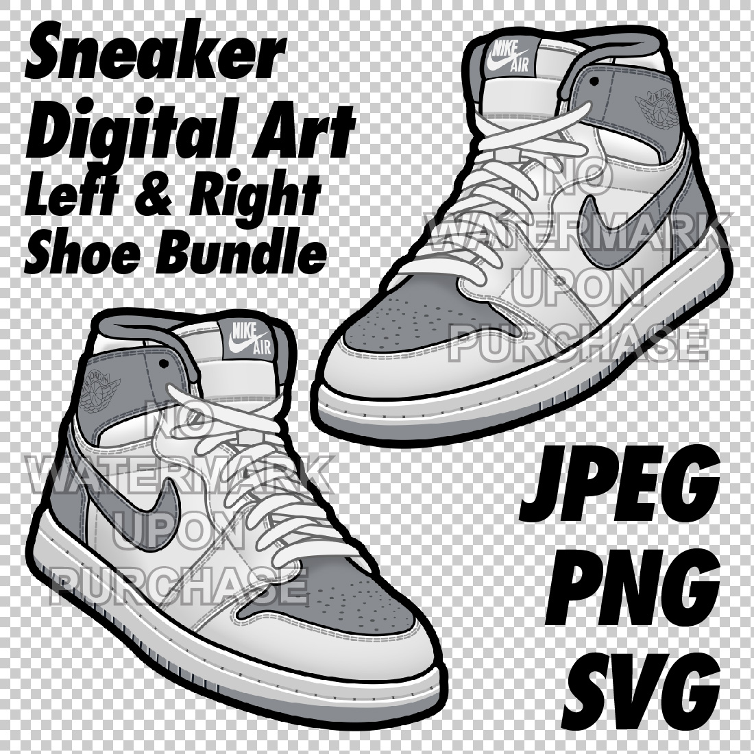 Air Jordan 1 Stealth JPEG PNG SVG Digital Sneaker art cover image.