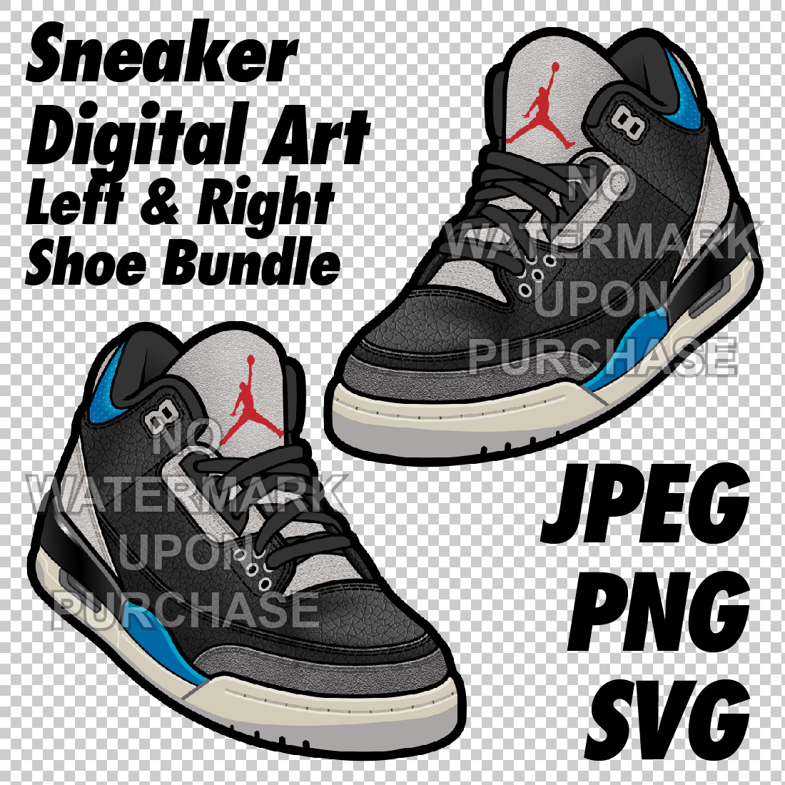 Air Jordan 3 Rare Air in JPEG, PNG, SVG digital sneaker art cover image.