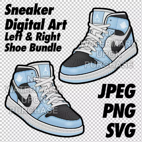 Air Jordan 1 MID GS Ice Blue JPEG PNG SVG digital sneaker art cover image.