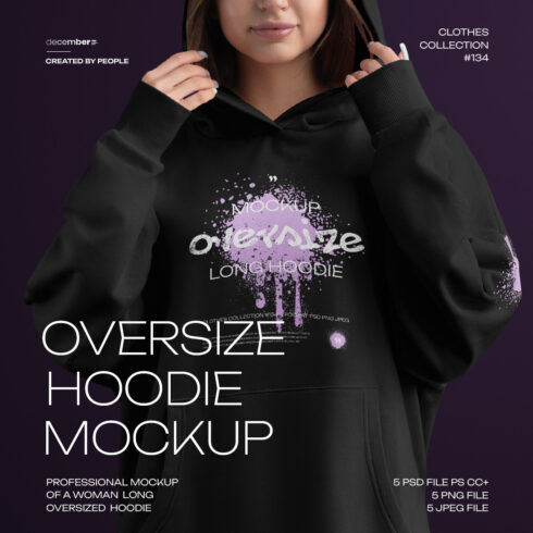 5 Mockups Woman Oversize Long Hoodie vol02 cover image.
