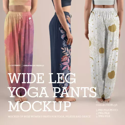 5 Wide Leg Pants Mockups for Yoga and Pilates vol01 cover image.