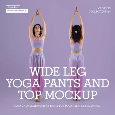 5 Wide Leg Pants Mockups and Top for Yoga and Pilates vol02 cover image.