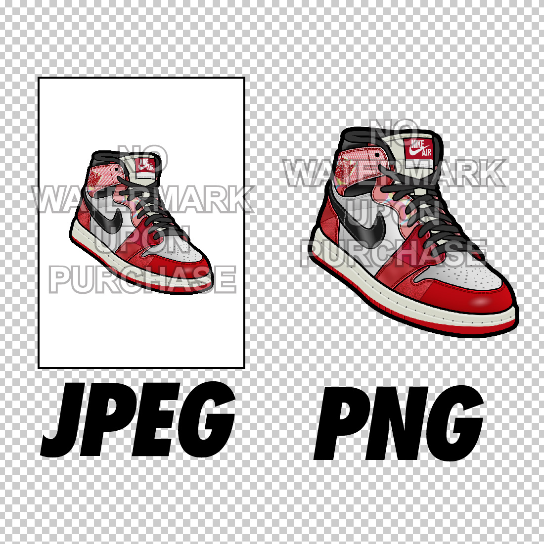 Air Jordan 1 Spiderman across the Spider Verse JPEG PNG digital sneaker art preview image.