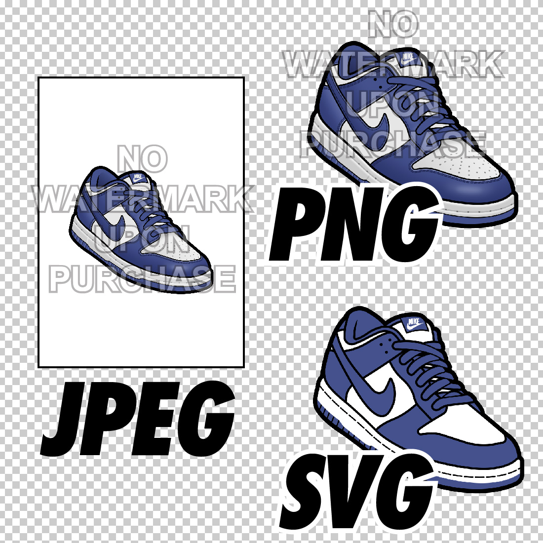 Dunk Low Concord JPEG PNG SVG right & left shoe bundle preview image.