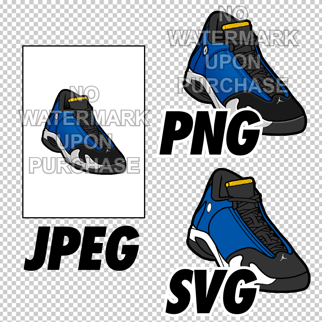 Air Jordan 14 Laney High JPEG PNG SVG Digital sneaker art preview image.