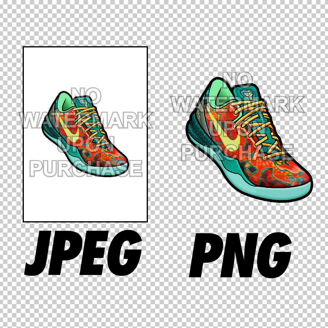 Kobe 8 What the Kobe JPEG PNG files digital sneaker art preview image.