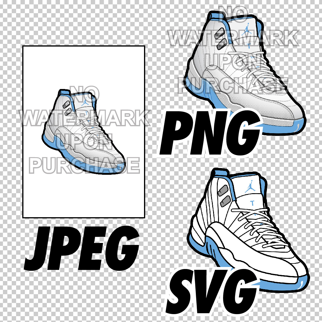 Air Jordan 12 Melo JPEG PNG SVG digital sneaker art preview image.