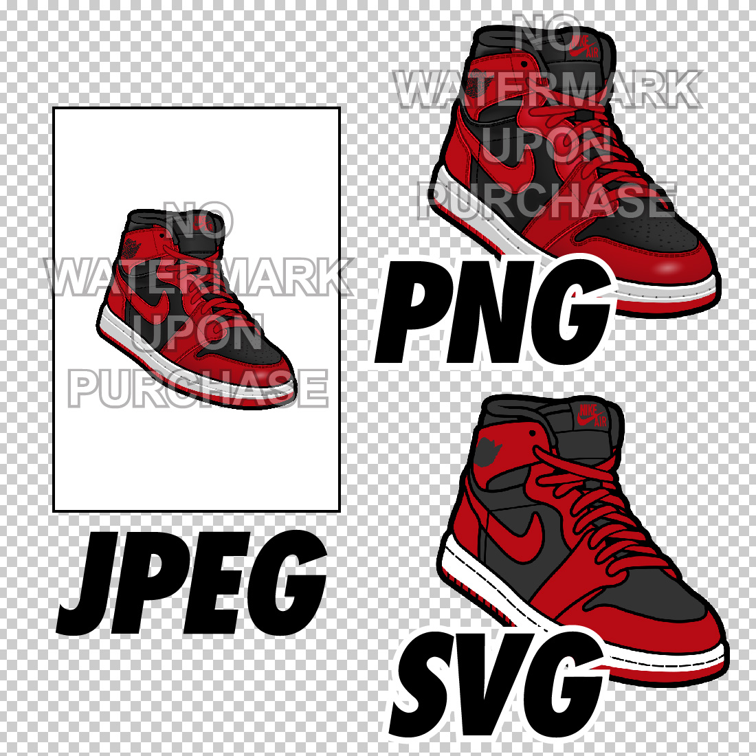 Air Jordan 1 '85 Varsity Red JPEG PNG SVG digital sneaker art preview image.