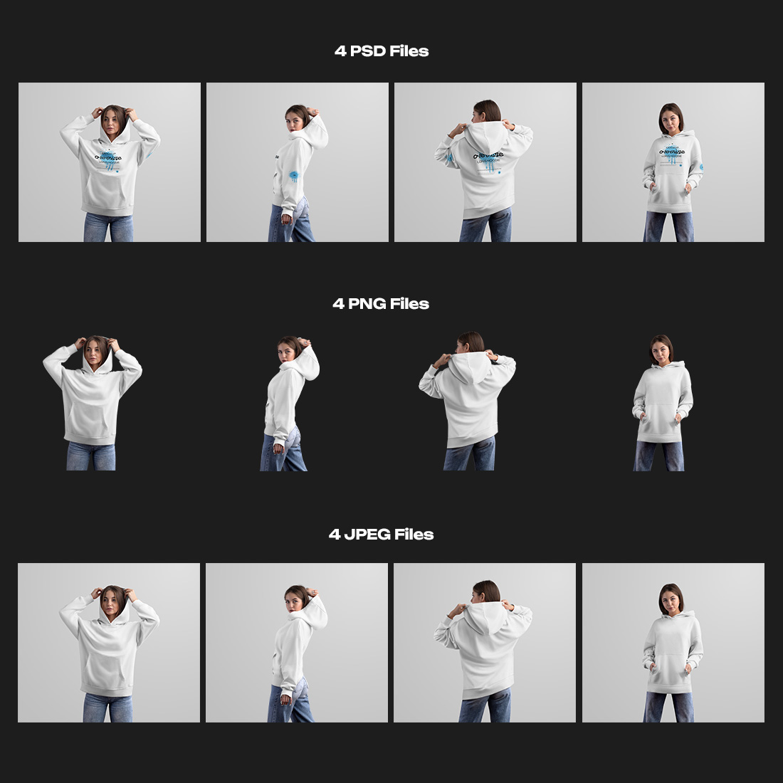 4 Mockups Woman Oversize Long Hoodie vol03 preview image.
