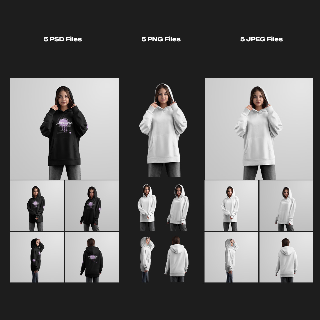 5 Mockups Woman Oversize Long Hoodie vol02 preview image.