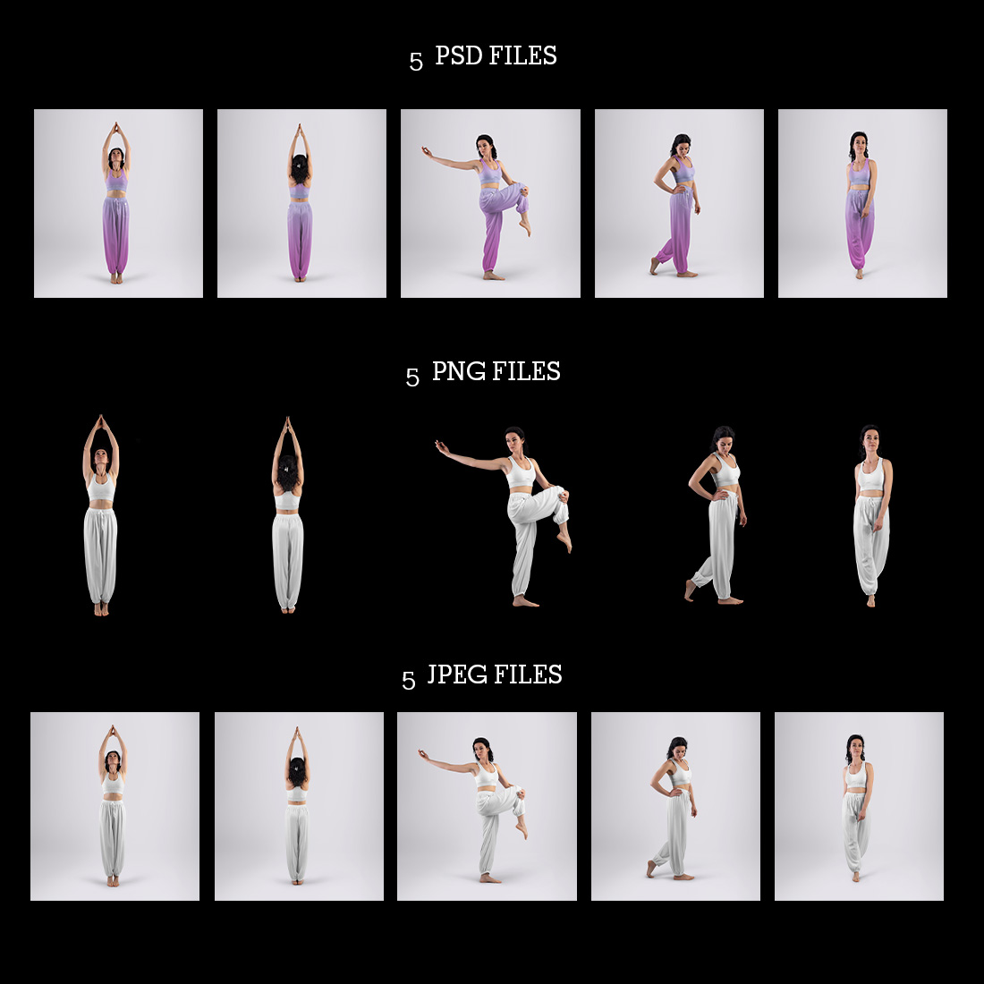 5 Wide Leg Pants Mockups and Top for Yoga and Pilates vol02 preview image.