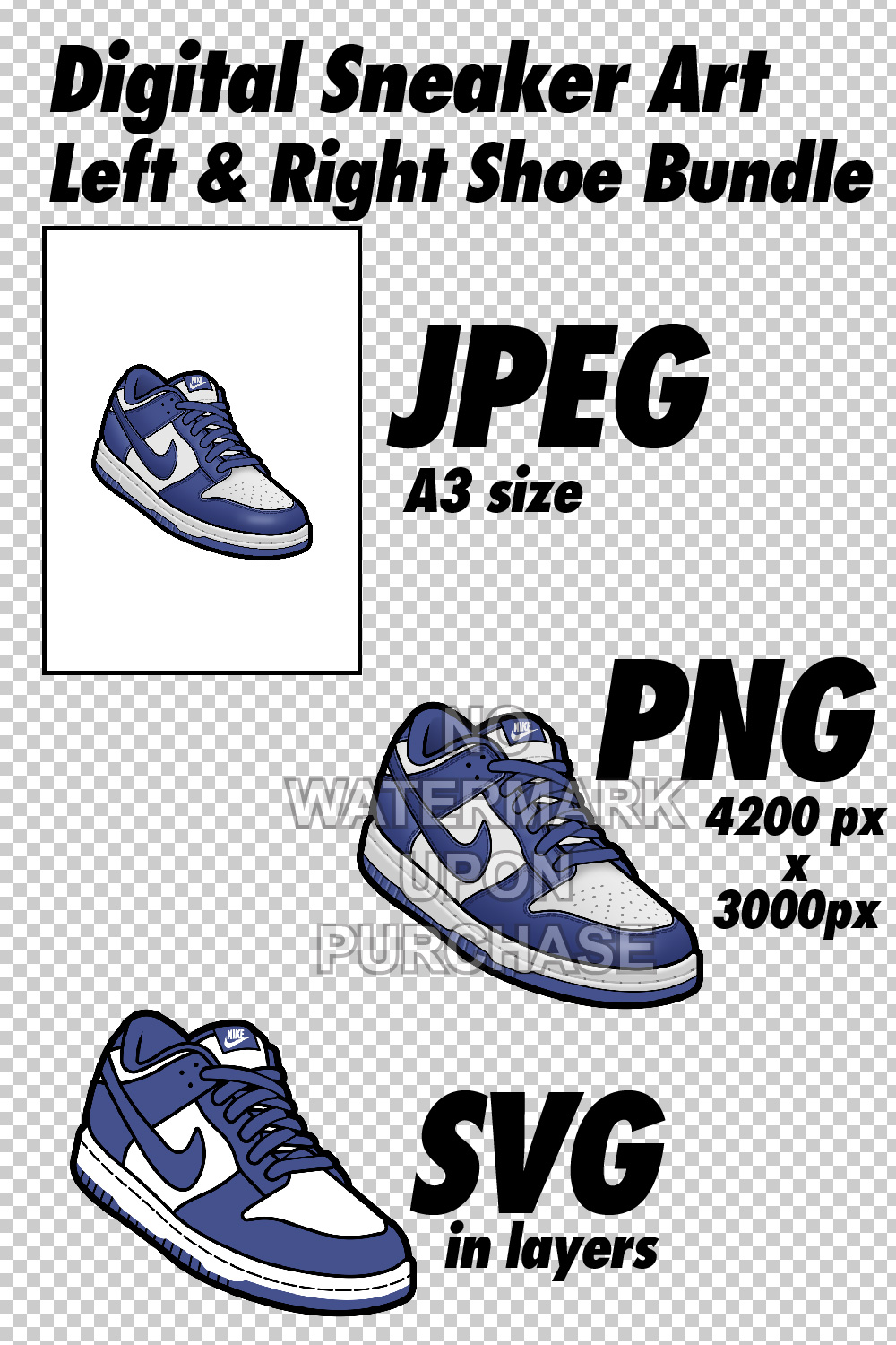 Dunk Low Concord JPEG PNG SVG right & left shoe bundle pinterest preview image.
