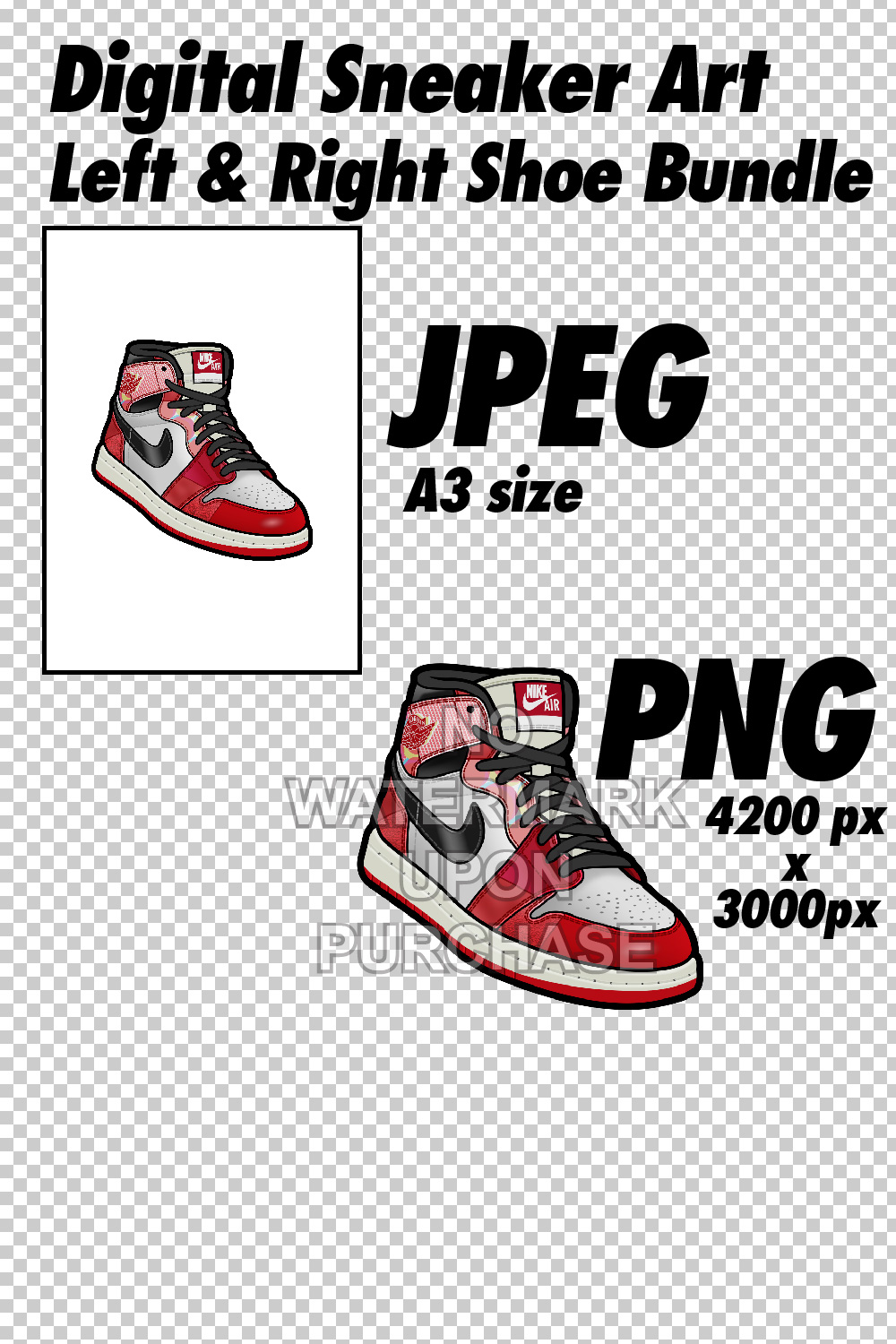 Air Jordan 1 Spiderman across the Spider Verse JPEG PNG digital sneaker art pinterest preview image.