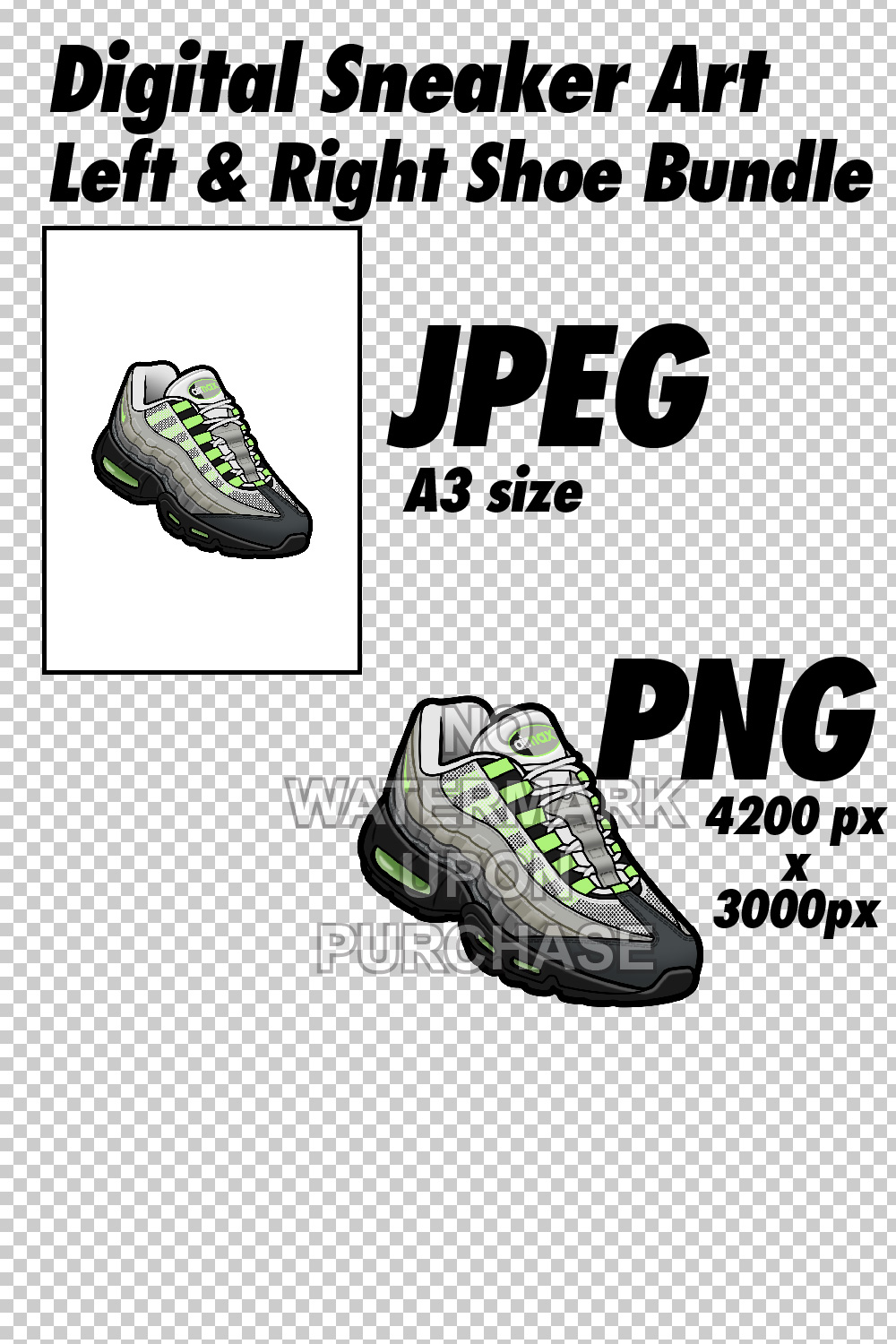 Air Max 95 Neon JPEG PNG digital sneaker art pinterest preview image.