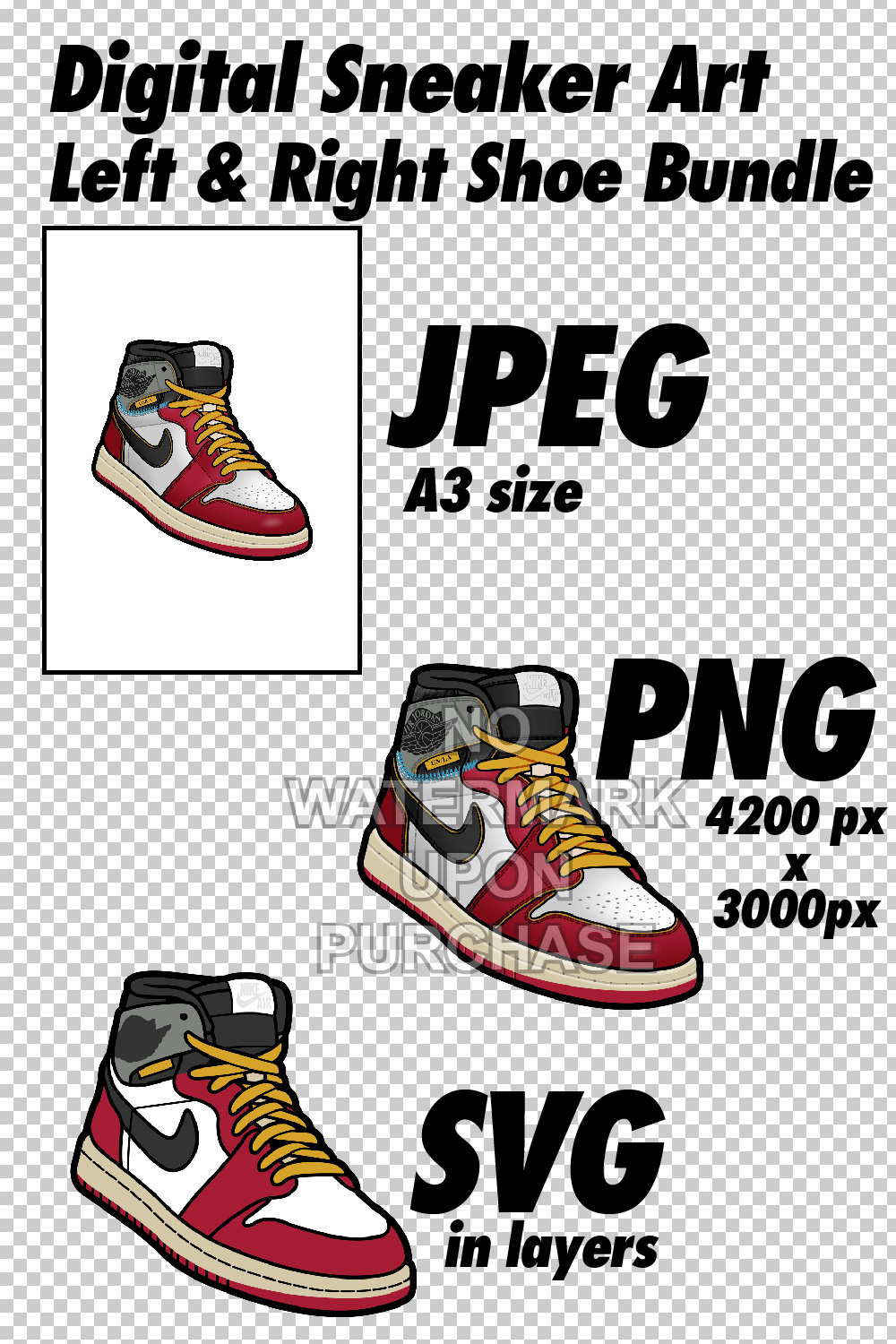Air Jordan 1 Union Chicago Shadow JPEG PNG SVG digital sneaker art pinterest preview image.