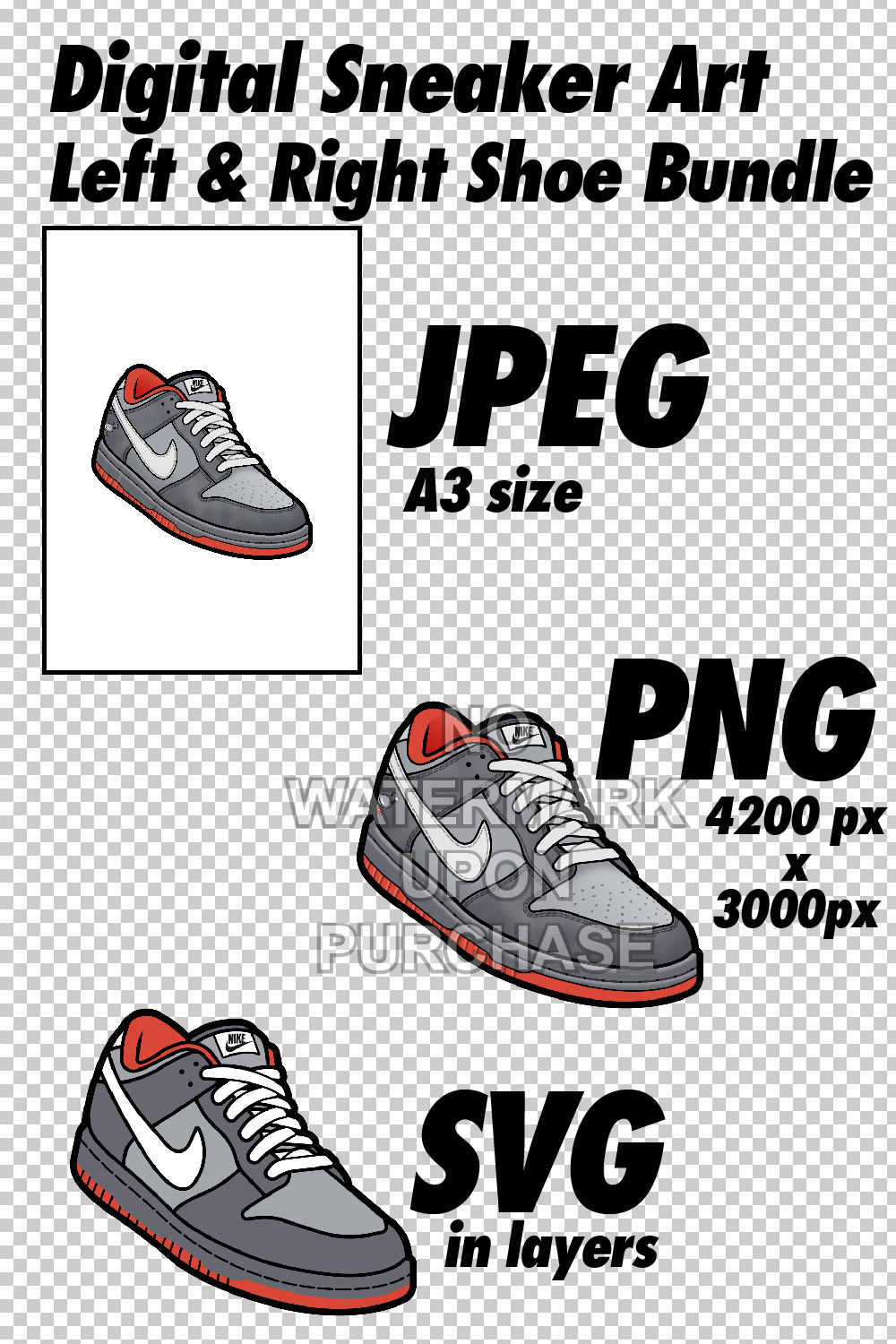 Dunk Low Pigeon JPEG PNG SVG digital sneaker art pinterest preview image.