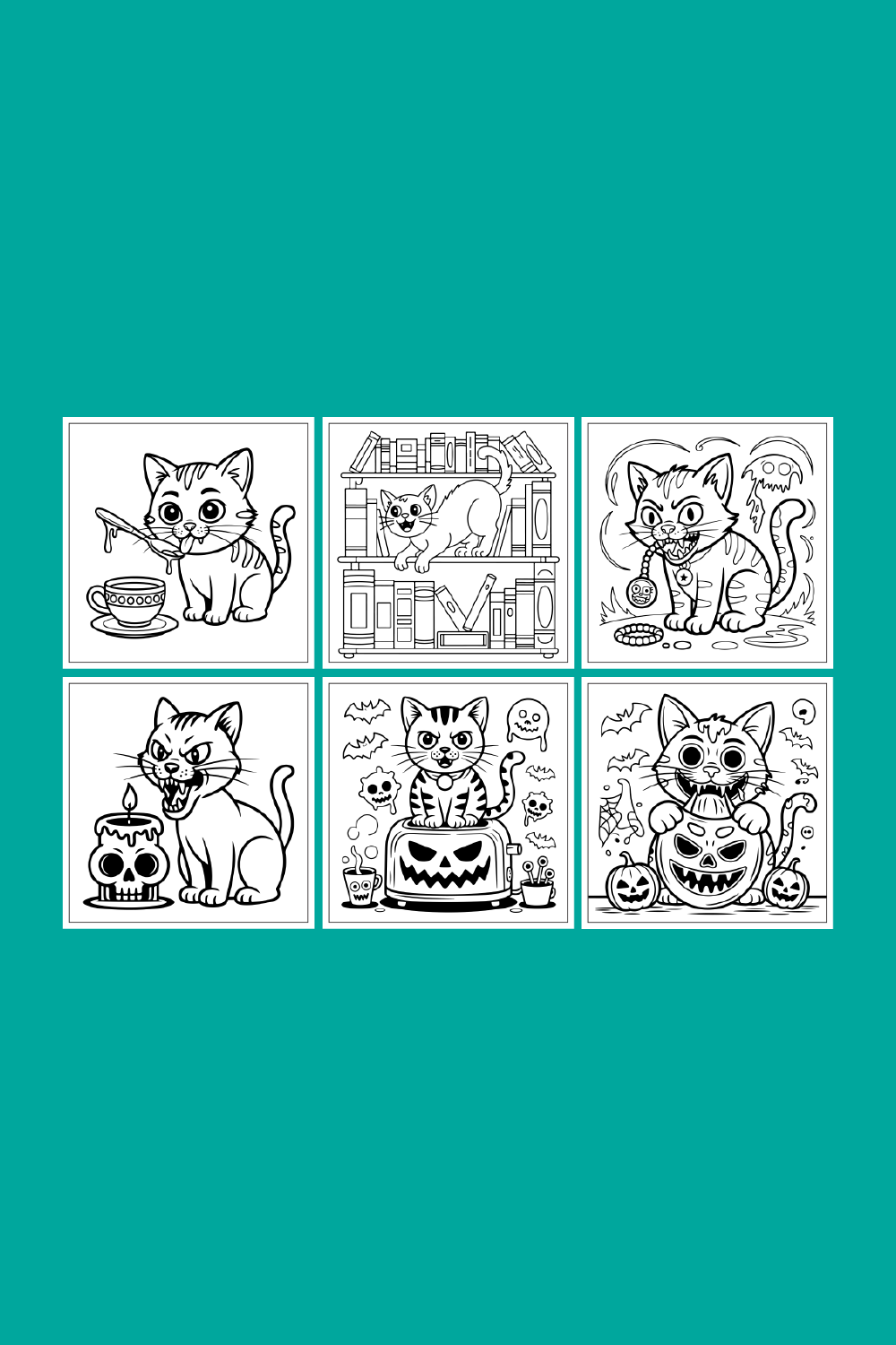 BOLD AND EAST HORROR CAT COLORING PAGES pinterest preview image.