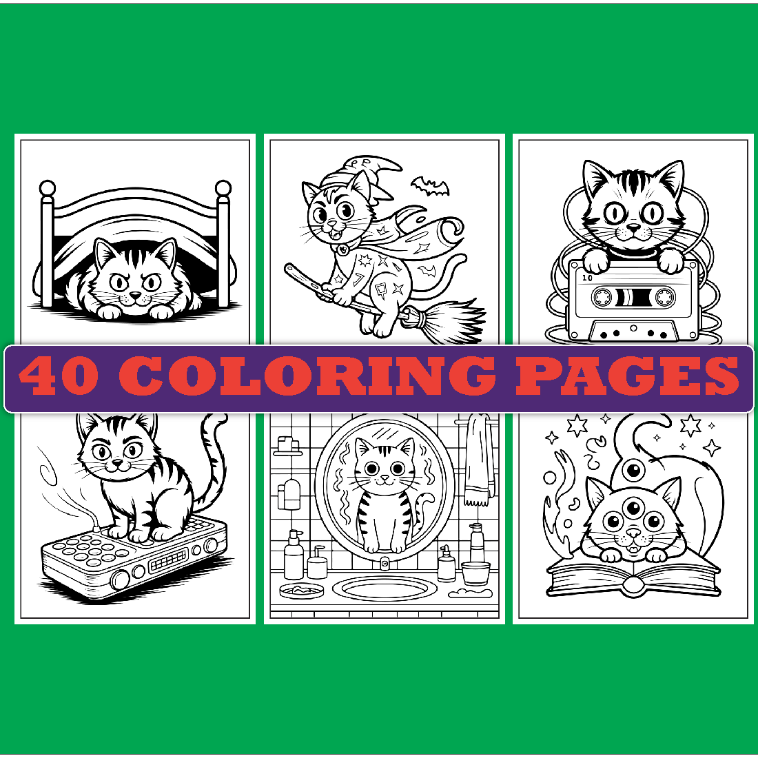 BOLD AND EAST HORROR CAT COLORING PAGES preview image.