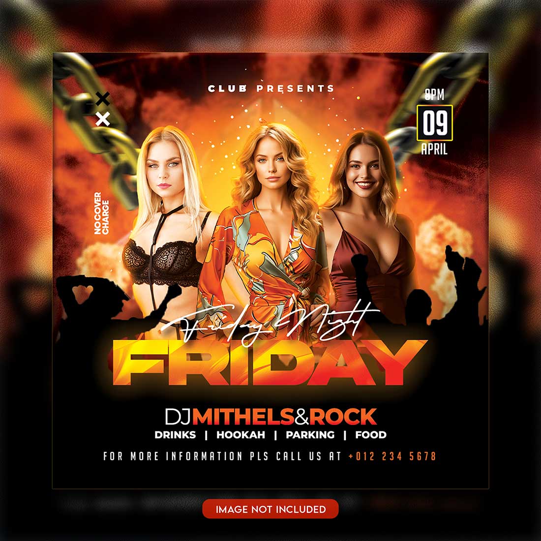 Premium Bundle Night dj party club flyer social media and Instagram post template preview image.
