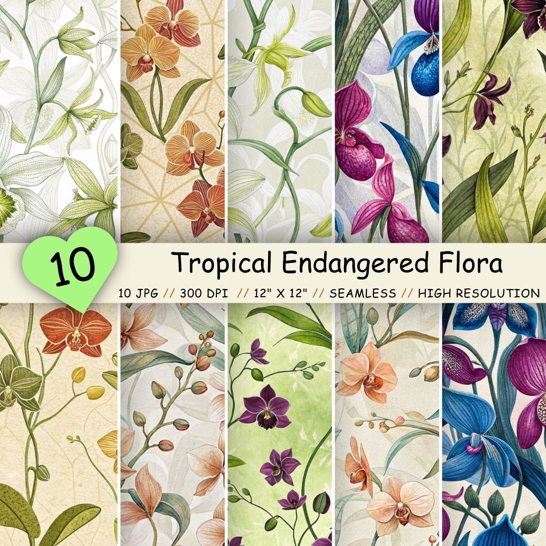Tropical Endangered Flora Seamless Pattern – Rare Orchids & Conservation cover image.