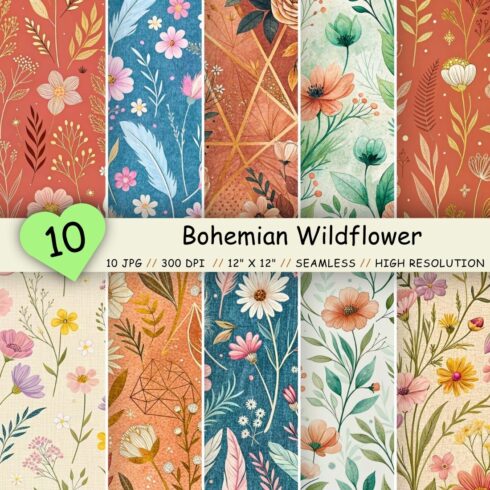 Bohemian Wildflower Meadow Seamless Pattern – Pastels & Linen Texture cover image.