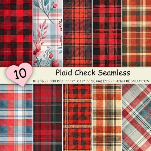 Plaid Check Seamless Pattern - Classic Buffalo Red & Black cover image.