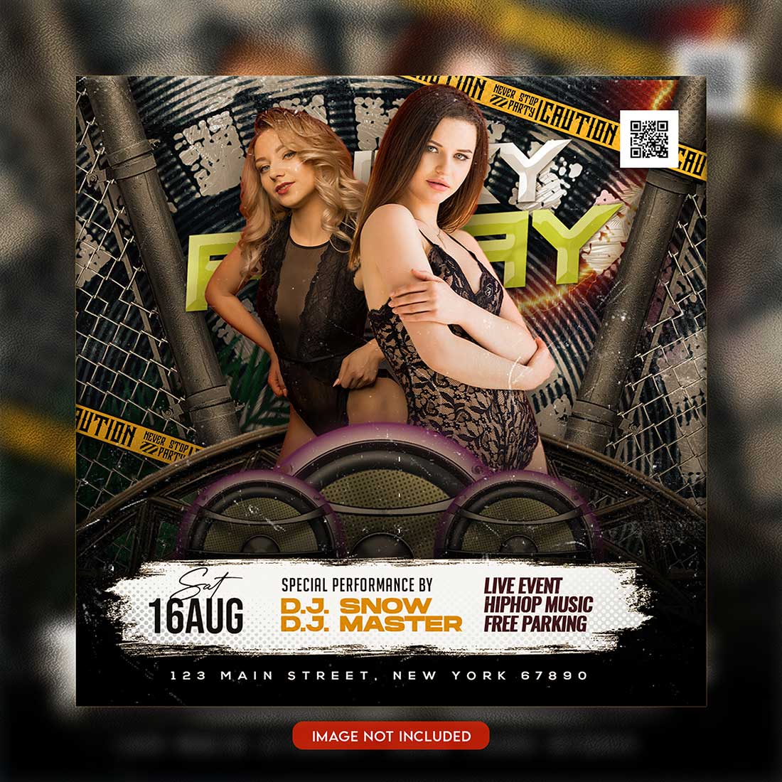 Premium Bundle Night dj party club flyer social media and Instagram post template preview image.