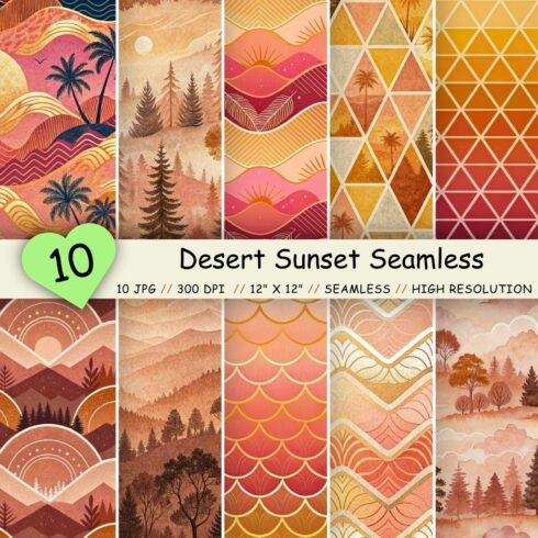 Desert Sunset Seamless Pattern – Terracotta, Sage & Golden Dunes cover image.