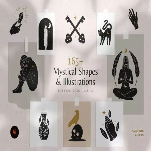 165+ Mystical Illustration Bundle / Esoteric Illustrations / Modern Esoteric and Mystical Illustrations Clipart Collection cover image.
