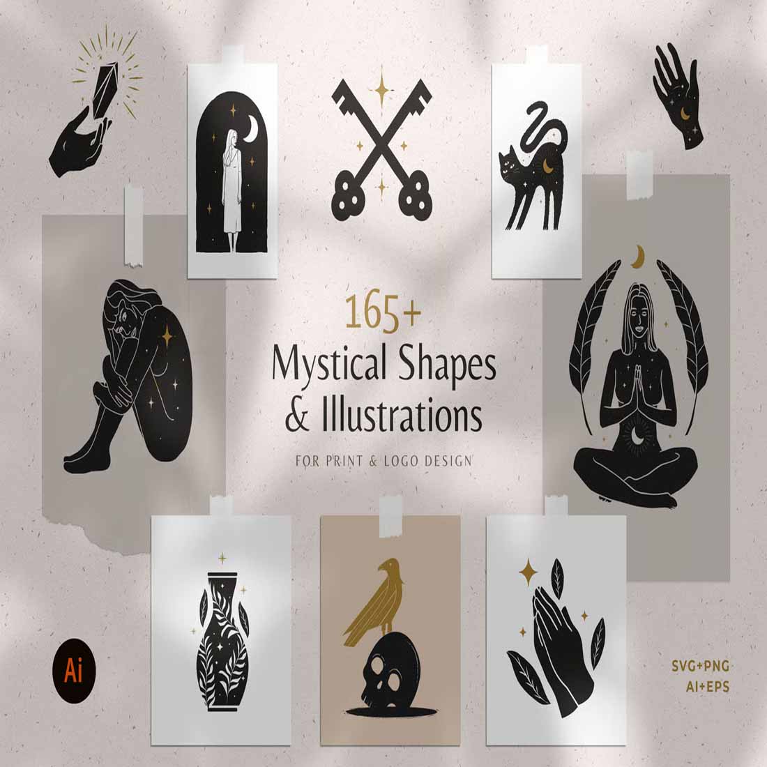 165+ Mystical Illustration Bundle / Esoteric Illustrations / Modern Esoteric and Mystical Illustrations Clipart Collection cover image.