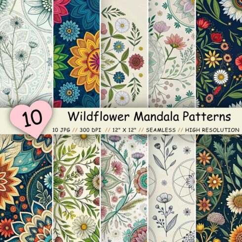 Wildflower Mandala Patterns – Seamless Digital Paper cover image.