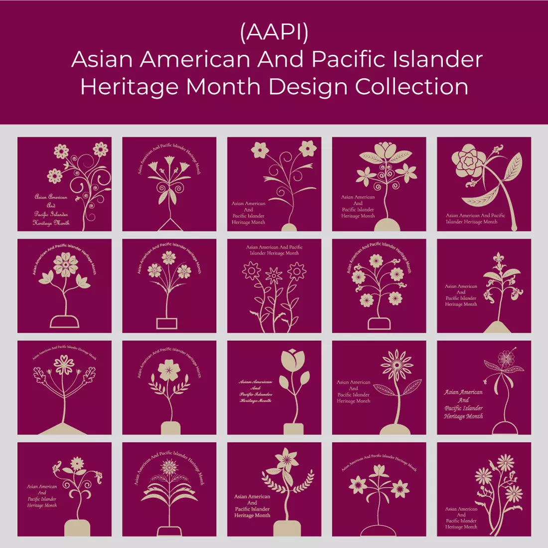 (AAPI) Asian American And Pacific Islander Heritage Month Design Collection cover image.